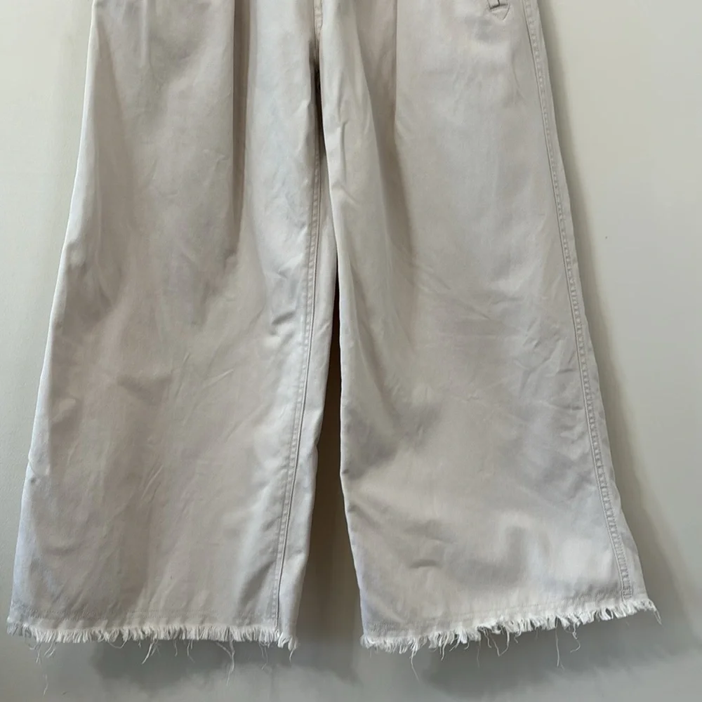 Isabel Marant Étoile Odea Cropped Wide Leg Pants Beige Size 36 - Picture 4 of 12
